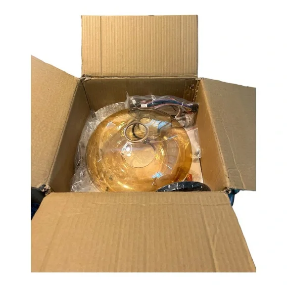 Mid-Century Modern Amber Flush Mount Ceiling Light - Picture 8 of 11